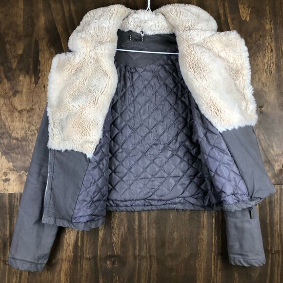 Jou Jou Womens Jacket Brown Faux Fur Winter Warmth Stretch Large - Picture 5 of 13